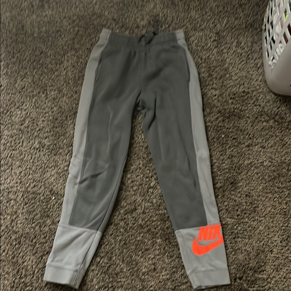 Nike Gray and Red Sweatpants with Sporty Design